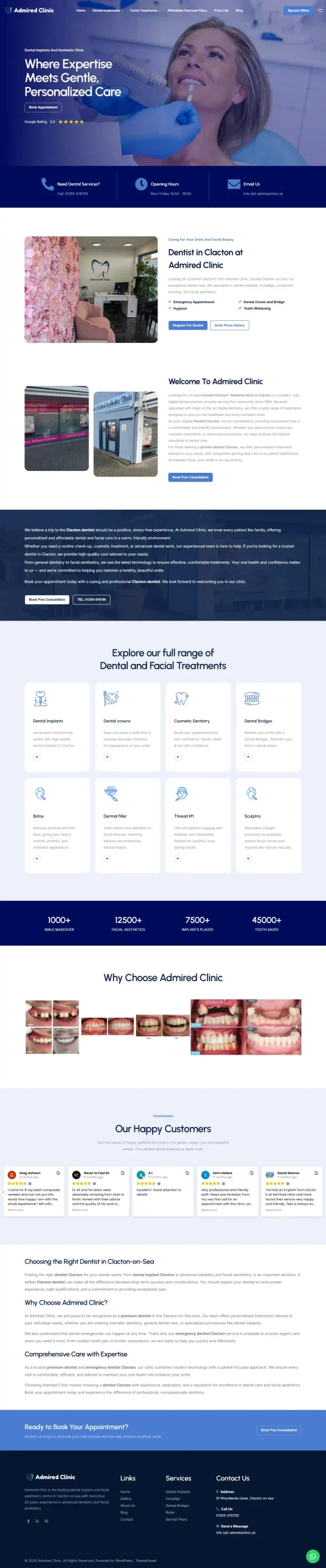 طراحی سایت دندانپزشکی Admired