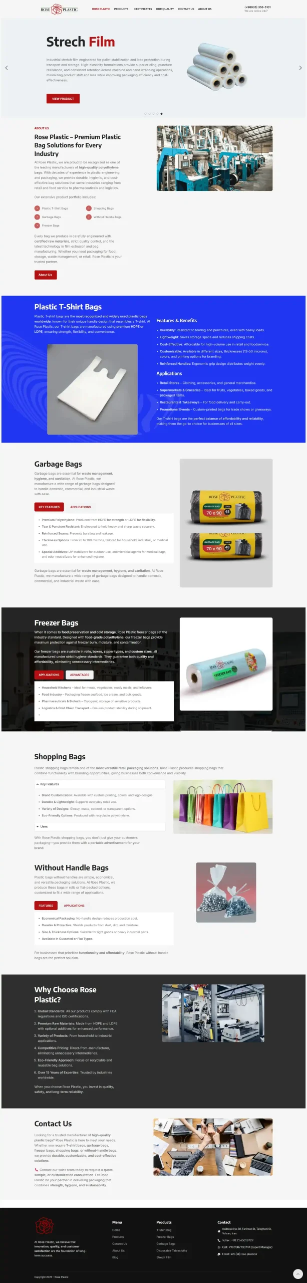 طراحی سایت فروشگاهی Rose Plastic